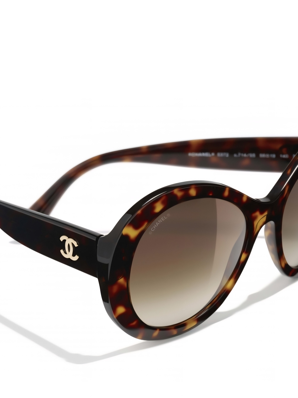 CHANEL Tortoiseshell Round Sunglasses with Gold CC Accent